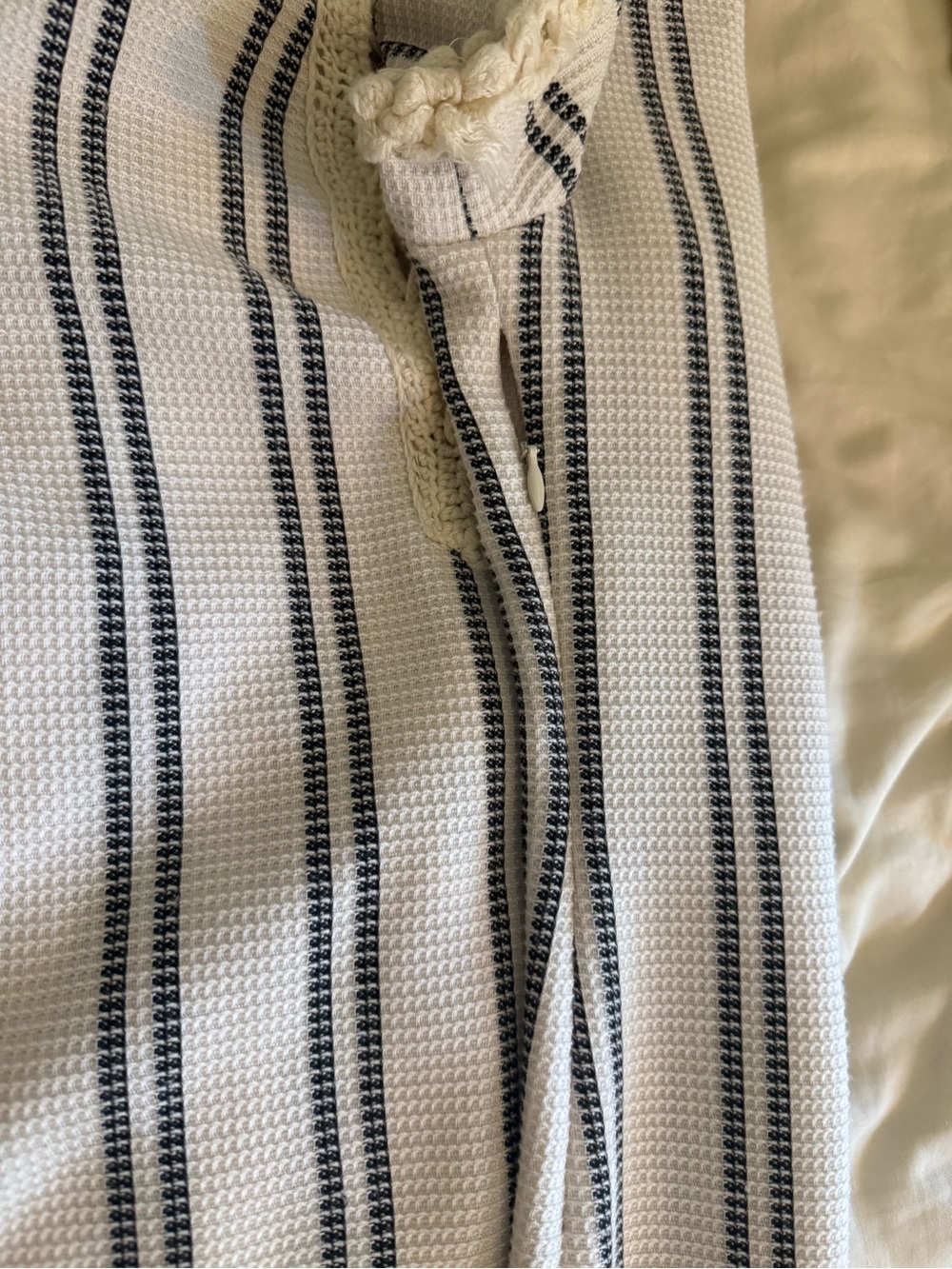 SAYLOR Cream and Black Striped Tassel-Trim Dress - Picture 10 of 11